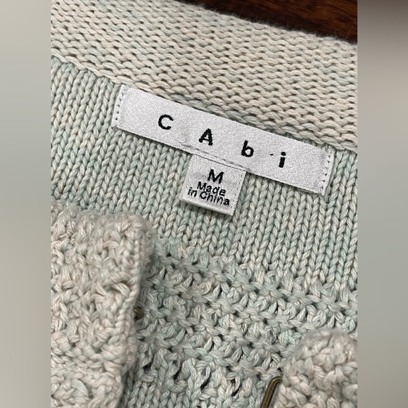Cabi chunky knit sweater-short-mint-light‎ blue-NWOT-cotton-hook close NWOT - Picture 11 of 14